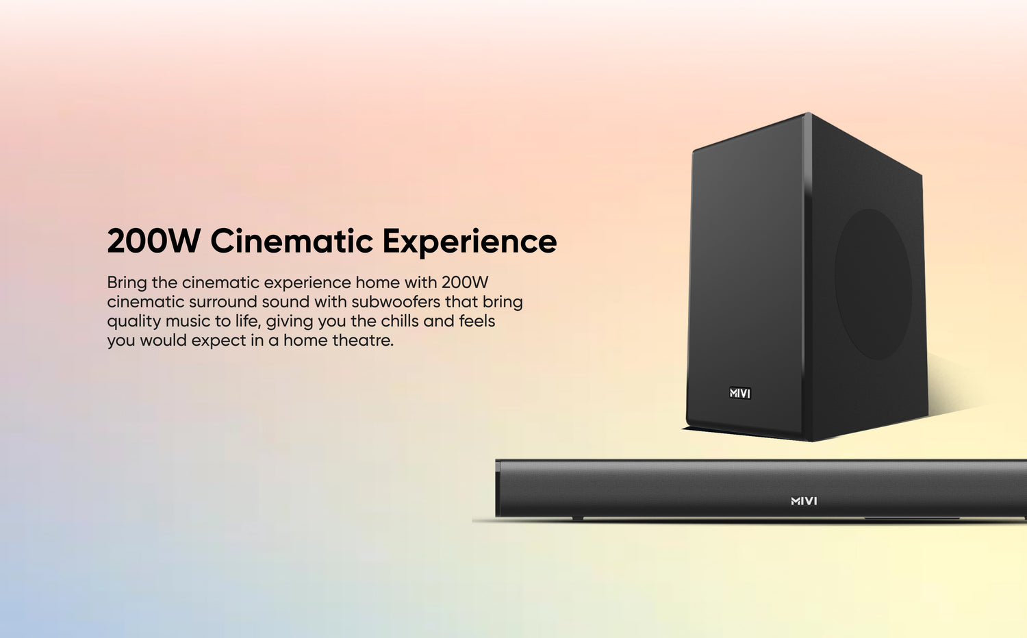 200W Cinematic Experience - Bring the cinematic experience home with 200W cinematic surround sound with subwoofers that bring quality music to life, giving you the chills and feels you would expect in a home theatre.