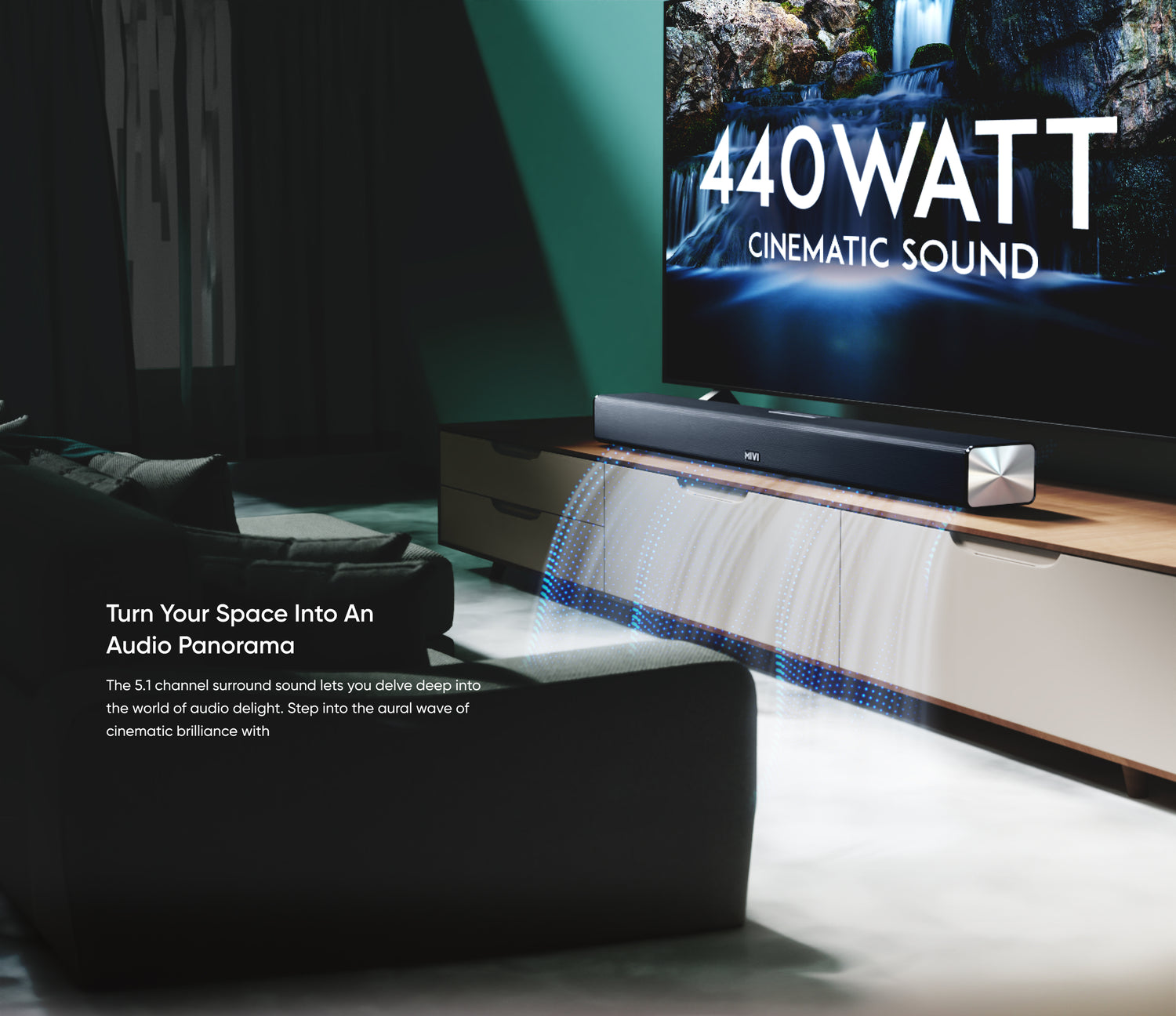 Turn Your Space Into an Audio Panorama - The 5.1 channel surround sound lets you delve deep into the world of audio delight. Step into the aural wave of cinematic brilliance with