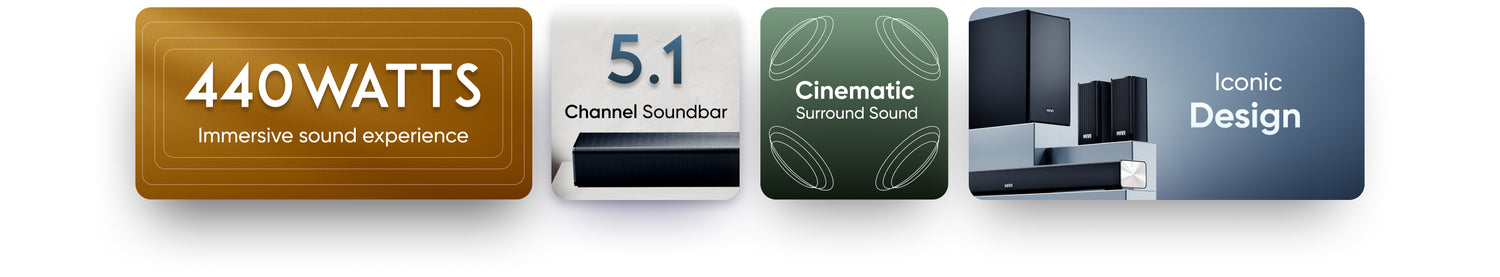 440 Watts Immersive sound experience, 5.1 Channel Soundbar, Cinematic Surround Sound,  Iconic Design